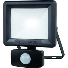 Luceco LED Eco Slimline Floodlight with PIR Motion Sensor, 19 x 19 x 15 cm, IP65 Rated, 20 W, Black