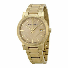 Burberry The City BU9033 Unisex-Quarz-Armbanduhr 38 mm Gehaeuse, Schweizer Quarzwerk, Edelstahl, Champagner-Zifferblatt, 30 m Wasserdicht