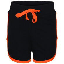 (9-10 Years, Black & Neon Orange) Girls 100% Cotton Gym Sports Black & N Orange Shorts
