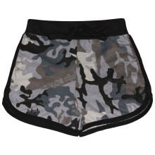 (9-10 Years, Camo Charcoal) Girls 100% Cotton Gym Sports Camo Charcoal Shorts