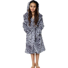 (5-6 Years, Grey Leopard) Girls Boys Leopard Print Bathrobe Hooded Swim Beach