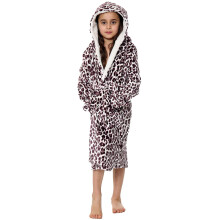 (13 Years, Brown Leopard) Girls Boys Leopard Print Bathrobe Hooded Swim Beach