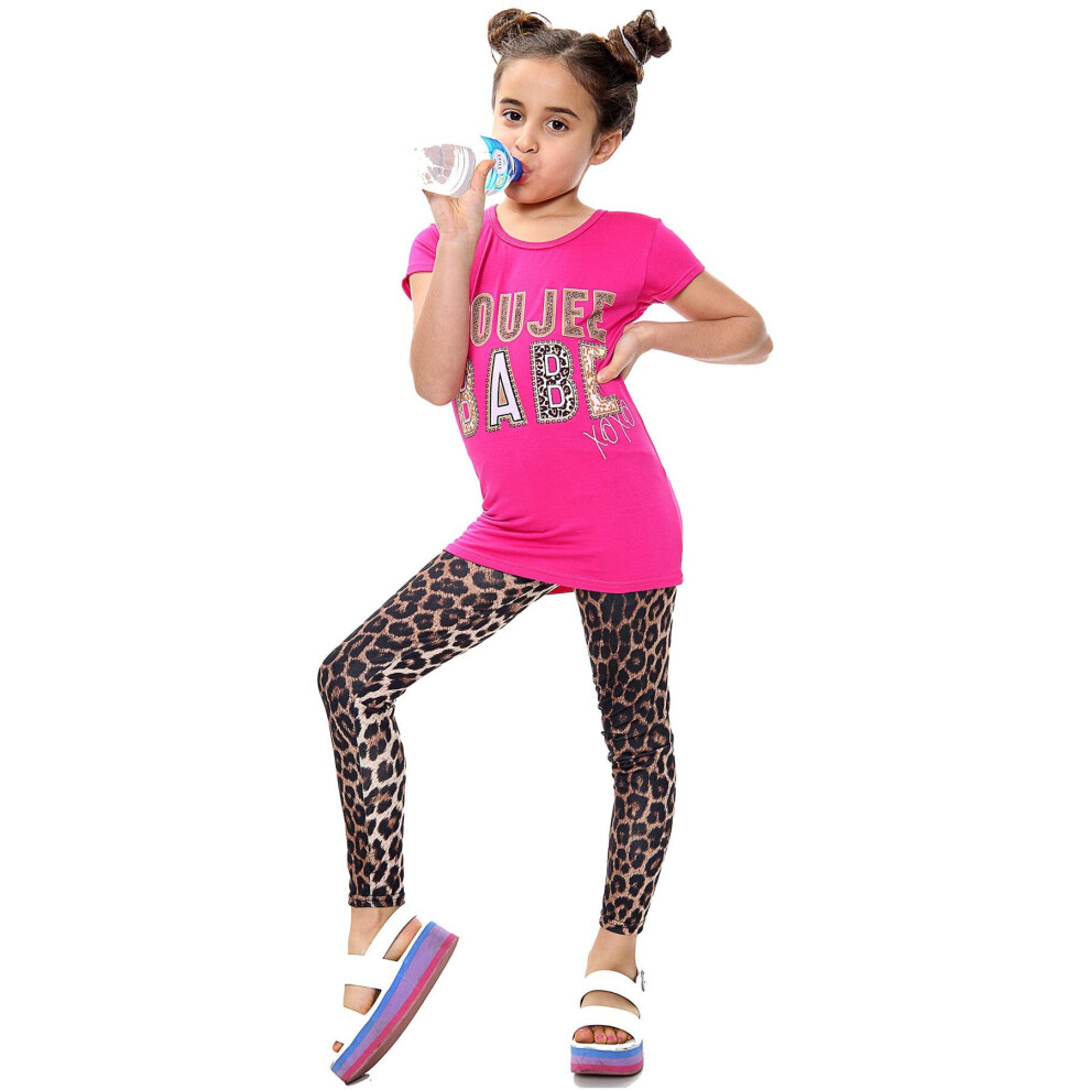 (13 Years, Pink) Kids Girls Boujee Babe Print Outfit Set 7-13