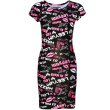 (2-3 Years, Midi Dress Black Graffiti) Girls New Black Comic Graffiti Print 2-13