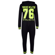 (5-6 Years, Black & Neon Green) Kids Girls Brooklyn Print A2Z Onesie One Piece 5-13