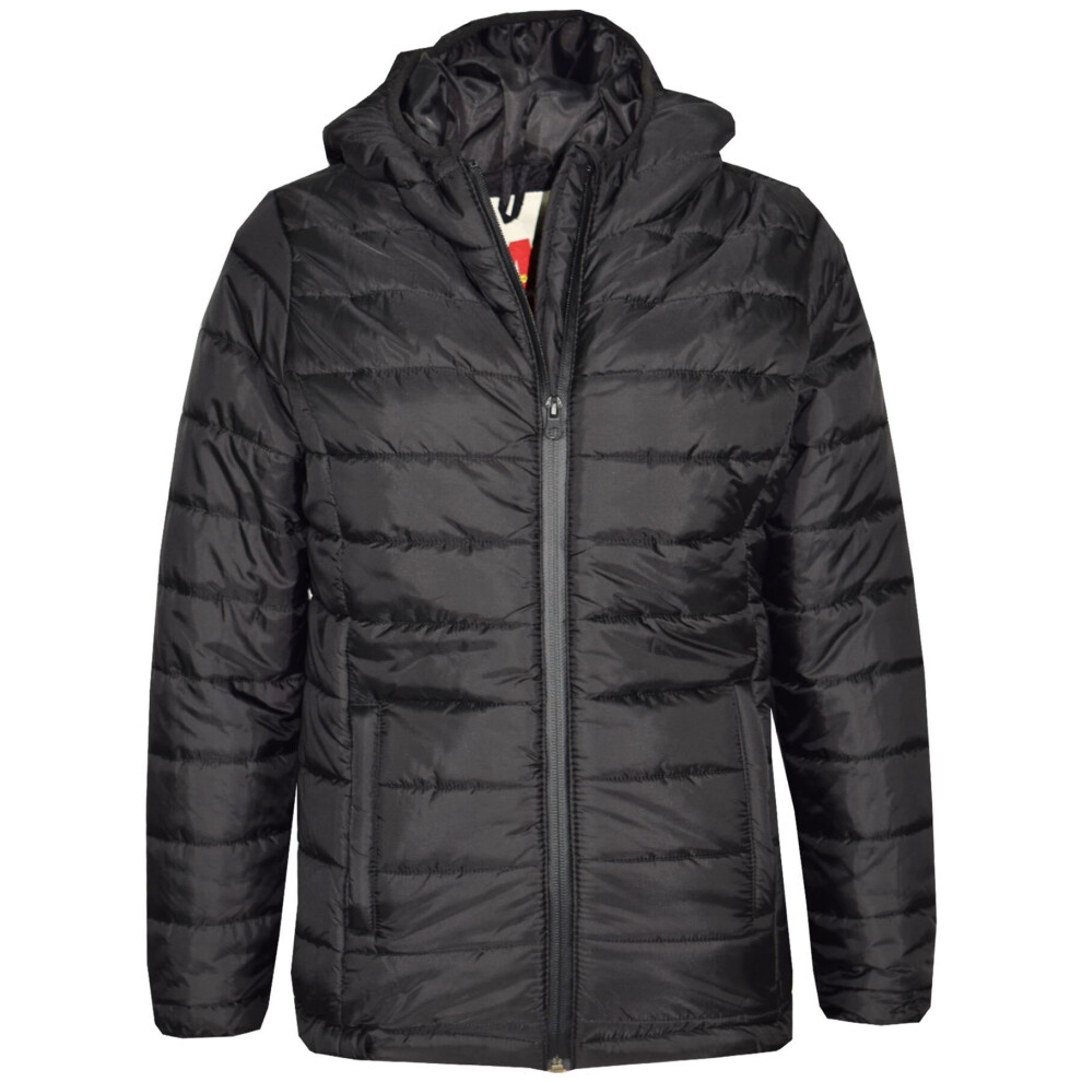 (9-10 Years, Black) Boys Jacket Foam Padded Warm Thick Coats 3-13 Years
