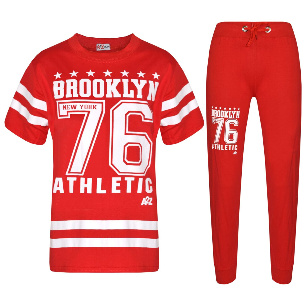 (13 Years, Red) Boys Brooklyn 76 Camouflage T Shirt Tops & Trouser Set