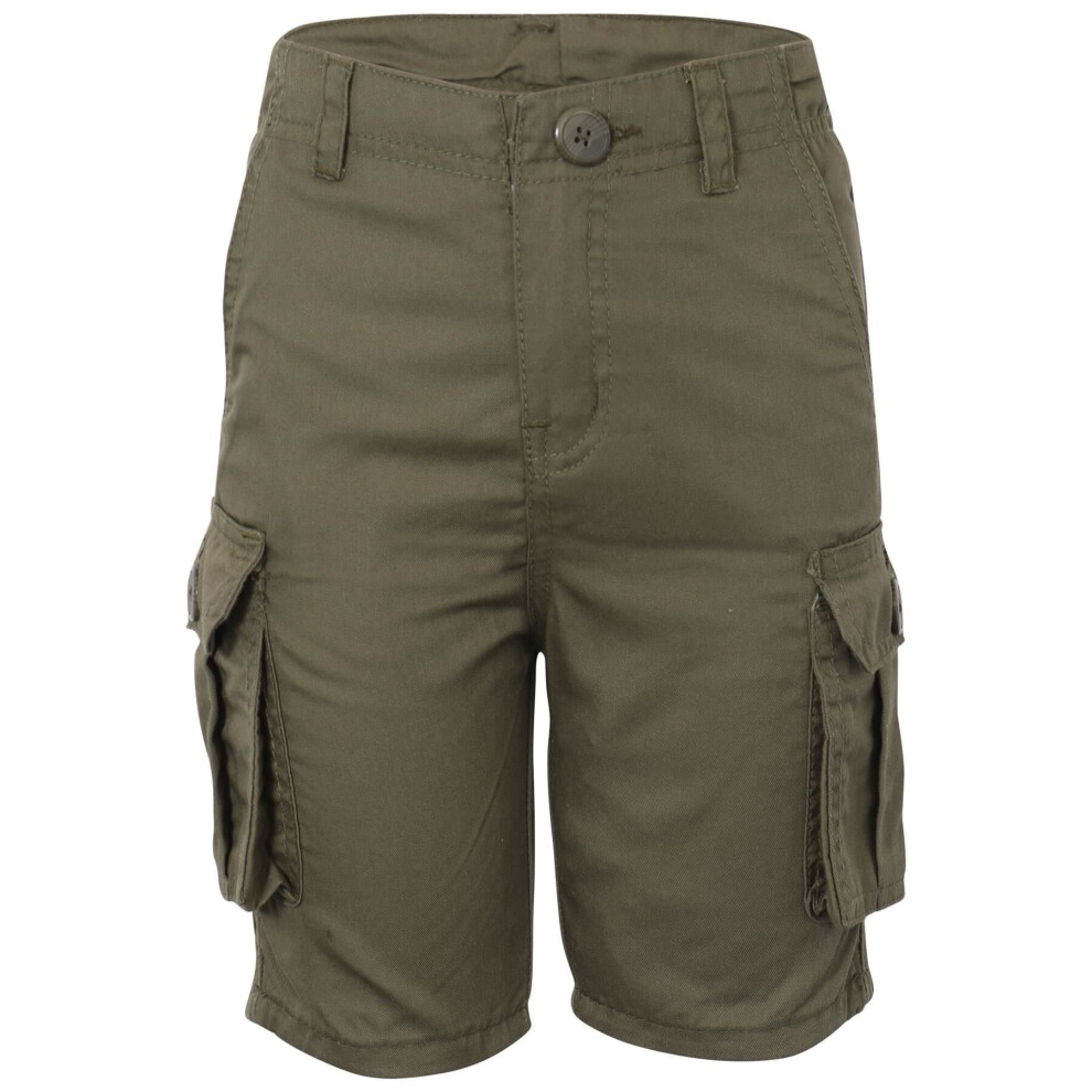 (9-10 Years, Olive) Cargo Shorts Casual Combat Trendy Multi Pocket 5-13-image-OPC-P8VXYQS-NEW