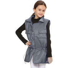 (9-10 Years, Grey) Kids Girls Down Vest Quilted Gilet Sleeveless Coat