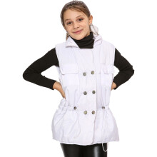 (9-10 Years, White) Kids Girls Down Vest Quilted Gilet Sleeveless Coat