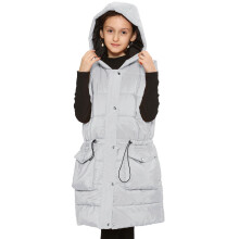 (11-12 Years, White) Kids Girls Fashion White Gilet Long Line Jacket