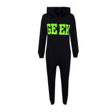 (7-8 Years, Black & Neon Green) Kids Girls Boys GEEK Print A2Z Onesie One Piece 5-13