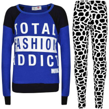 (13 Years, Royal Blue) Girls TOTAL FASHION ADDICT Printed Legging Set