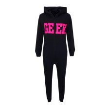 (7-8 Years, Black & Neon Pink) Kids Girls Boys GEEK Print A2Z Onesie One Piece 5-13