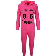 (5-6 Years, Neon Pink) Girl New York 98 Print A2Z Onesie One Piece Pyjamas