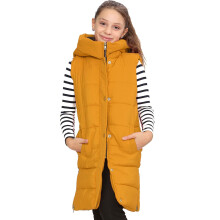 (7-8 Years, Mustard) Kids Girls Quilted Gilet Padded Long Line Vest