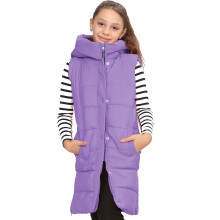 (7-8 Years, Lilac) Kids Girls Quilted Gilet Padded Long Line Vest