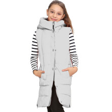 (11-12 Years, White) Kids Girls Quilted Gilet Padded Long Line Vest