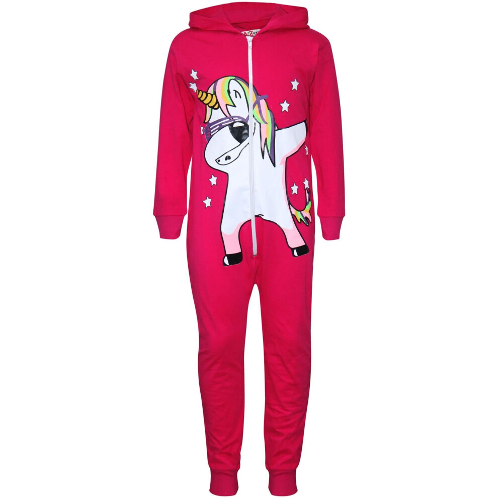 (7-8 Years, Pink) Girls Pink Dabbing Unicorn A2Z Onesie One Piece