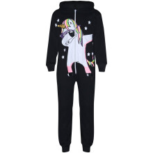 (7-8 Years, Black) Kids Girls Dabbing Unicorn A2Z Onesie One Piece 5-13