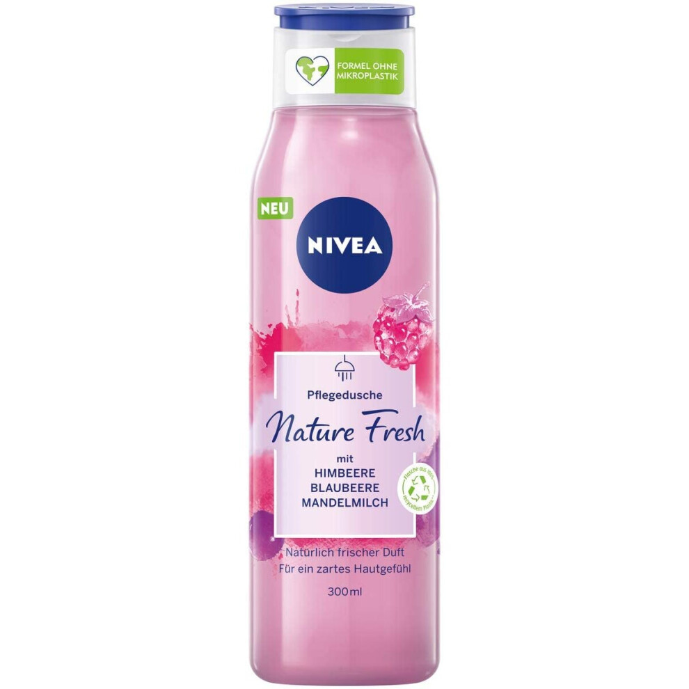 Nivea Fresh Blends Raspberry (300 ml), Raspberry Scented Environmentally Friendly Shower Gel, Fruity Shower Gel for Women, Vegan Shower Gel with