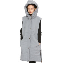 (9-10 Years, Grey) Kids Girls Quilted Gilet Padded Long Line Vest