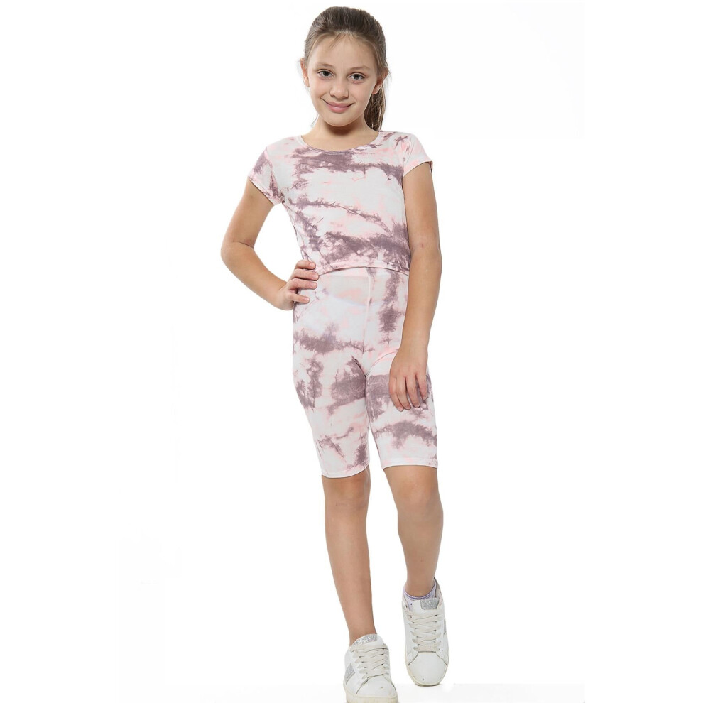 (13 Years, Tie Dye Stone) Girls Floral Tie Dye Leopard Unicorn Outfit Sets 5-13-image-OPC-P8VY2JB-NEW
