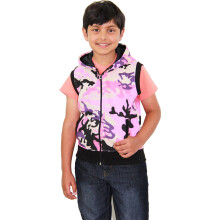 (13 Years, Camo Baby Pink) Kids Girls Boys Plain Gilet Fleece Hoodie Jacket
