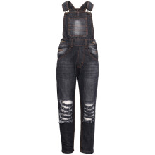 (3-4 Years, Black) Kids Girls Denim Dungaree Ripped Black Jeans 3-13