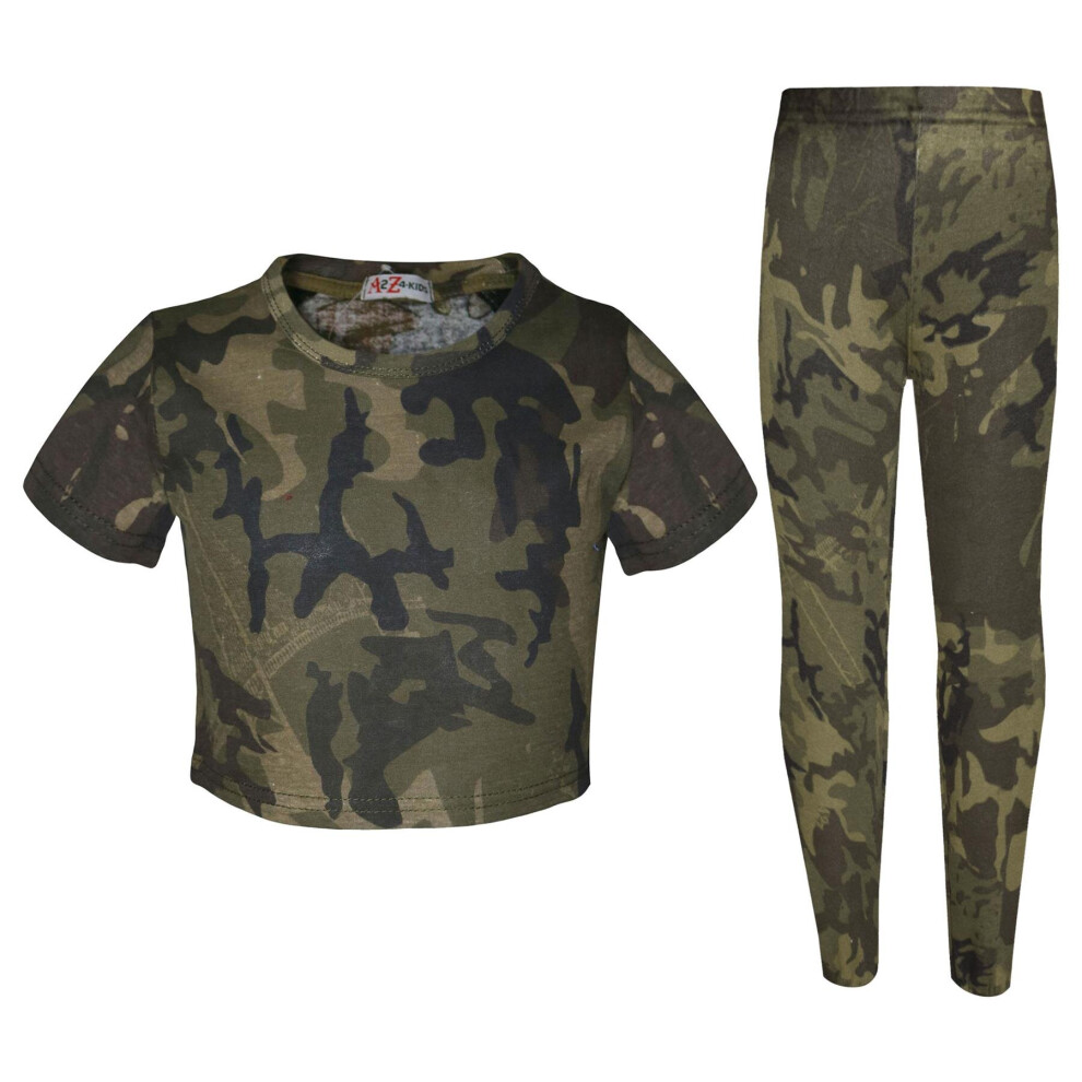 11-12 Years, Green) Kids Girls Camo Print Crop Top Legging Set 7-13 Yr on  OnBuy