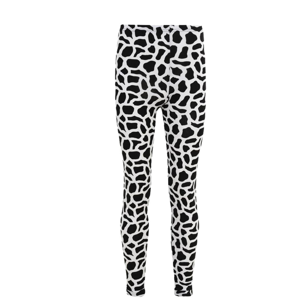 (11-12 Years, Black & White) Kids Girls Animal Giraffe Print Legging Age 2-13