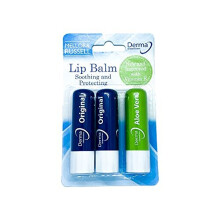 Derma Intensive+ Lip Balm Pack of 3: 2 Original, 1 Aloe Vera for Lasting Hydration and Smooth Lips