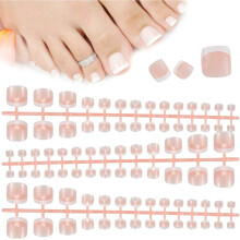84Pcs French Toe Nail Tips, 14 Sizes, Full-Cover Acrylic Toenails for DIY Manicure - Durable ABS, 1-3 Week Wear