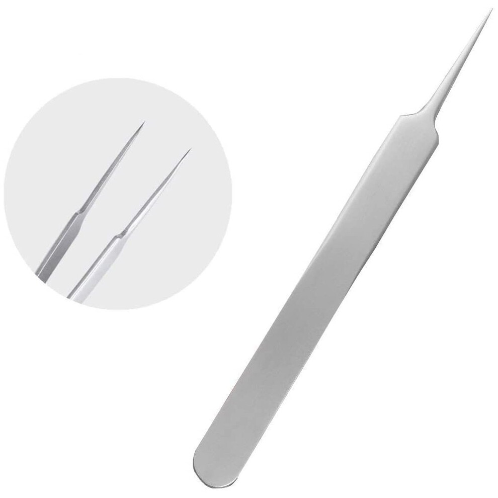 Silver Blackhead Splinter Remover Tweezers Professional Stainless Steel Blackheads Needle Ingrown Hair Splinter Pointed Tweezers For Eyebrow Hairs And