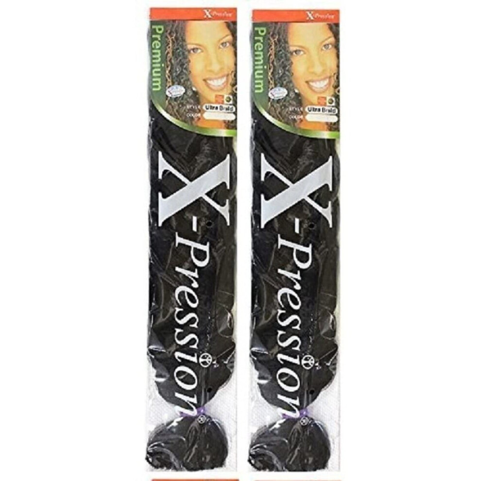 X-Pression Ultra Braid Artificial Hair Extension #1 Black Approx. 210Cm (2 Pcs Offer)
