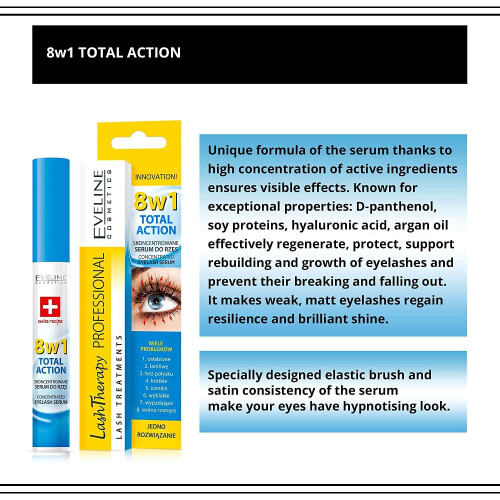 Eveline Cosmetics Multi-Action Wimpernserum Total Action 8 in 1, 10 ml 2