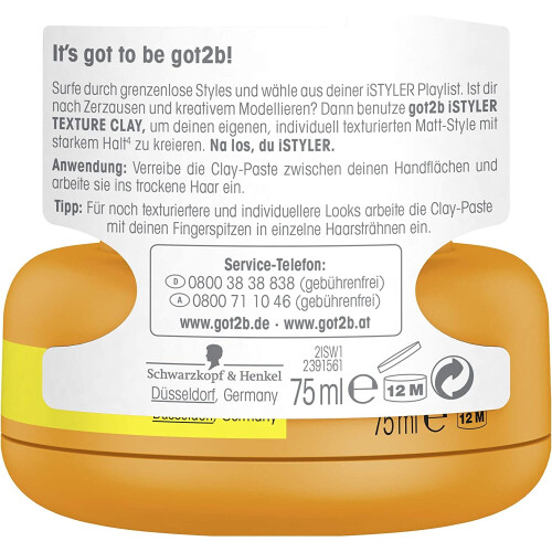 Schwarzkopf Got2B Clay iStyler Texture 75 ml 1