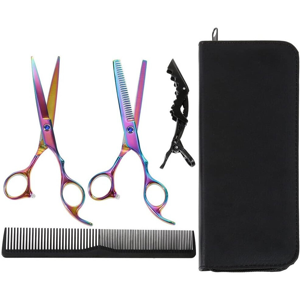 Lictin Hairdressing Scissors Hair Thinning Scissors Set and Hair Scissors, 6.0 inch + Presentation Case/Box + Black Comb +Black Hair clip