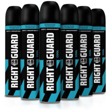 Right Guard Mens Deodorant, Total Defence 5, Cool 48H High-Performance Anti-Perspirant Spray, Multipack 6 x 250 ml