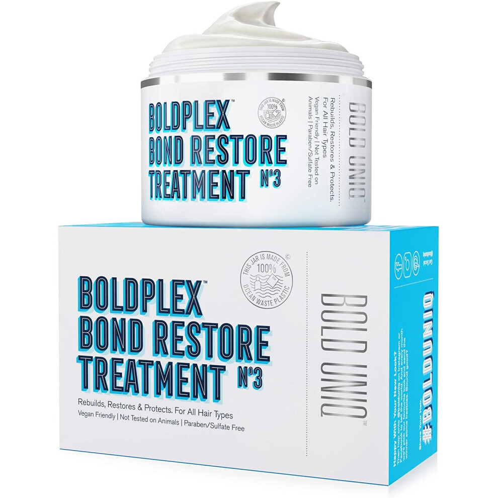 Bold Uniq Bold Plex No3 Bond Repair Hair Protein Treatment Mask For Dry Damaged Hair - Hydrating & Conditioning For Curly, Colored, Frizzy, Broken Or Bleached