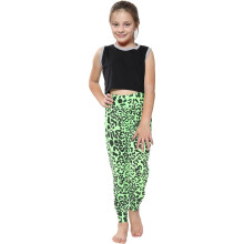 (7-8 Years, Leopard Neon Green) Kids Girls Plain Ali Baba Harem Trouser 2-13 Years