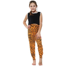 (7-8 Years, Leopard Neon Orange) Kids Girls Plain Ali Baba Harem Trouser 2-13 Years