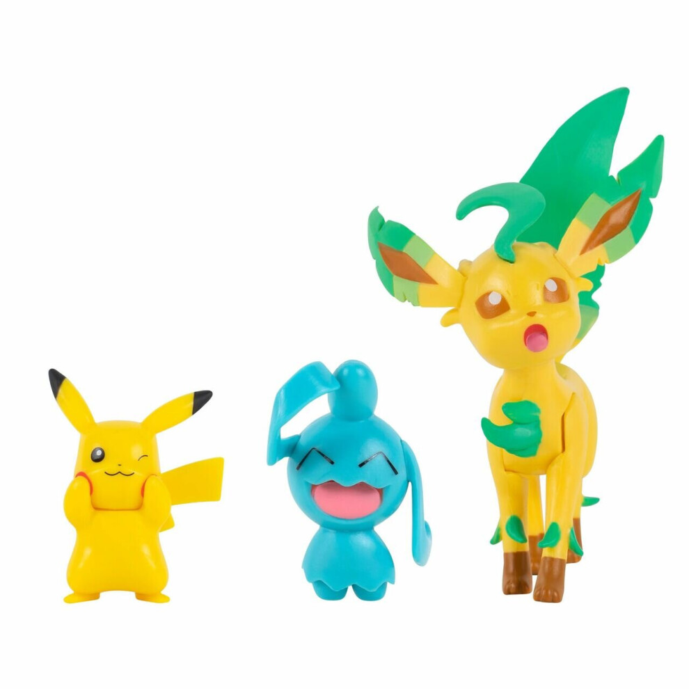 Pokemon Battle Figure Set 3 Pack - Pikachu, Wynaut & Leafeon