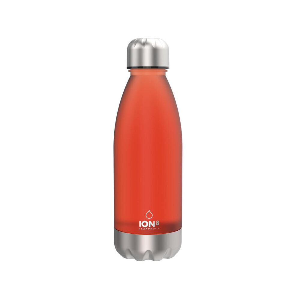 (Coral) Ion8 Leak Proof Clear / Steel Water Bottle, 560ml