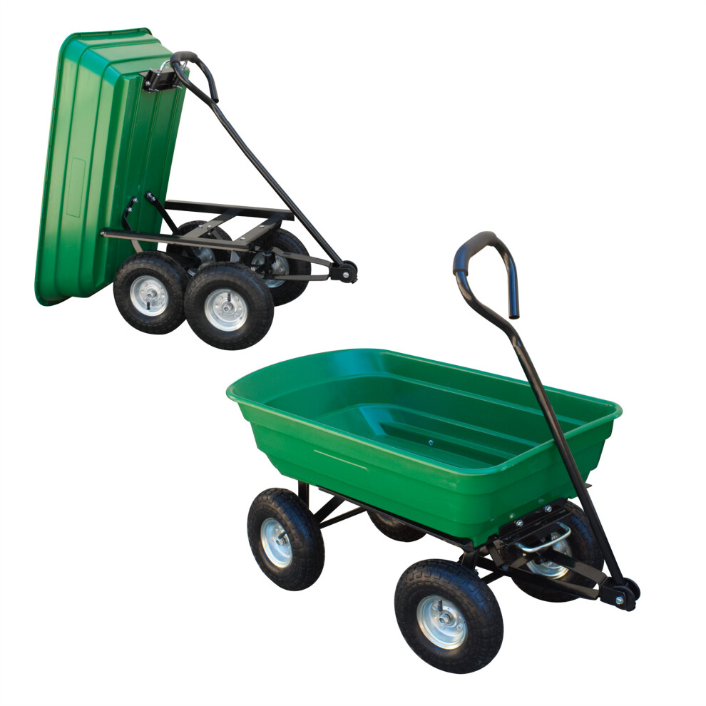 KCT 75 Litre Garden Trolley Tipper Cart with Soft Grip Handle