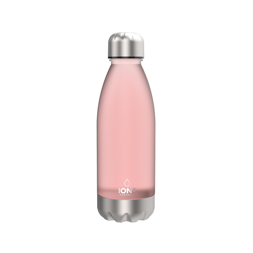 (Rose) Ion8 Leak Proof Clear / Steel Water Bottle, 560ml