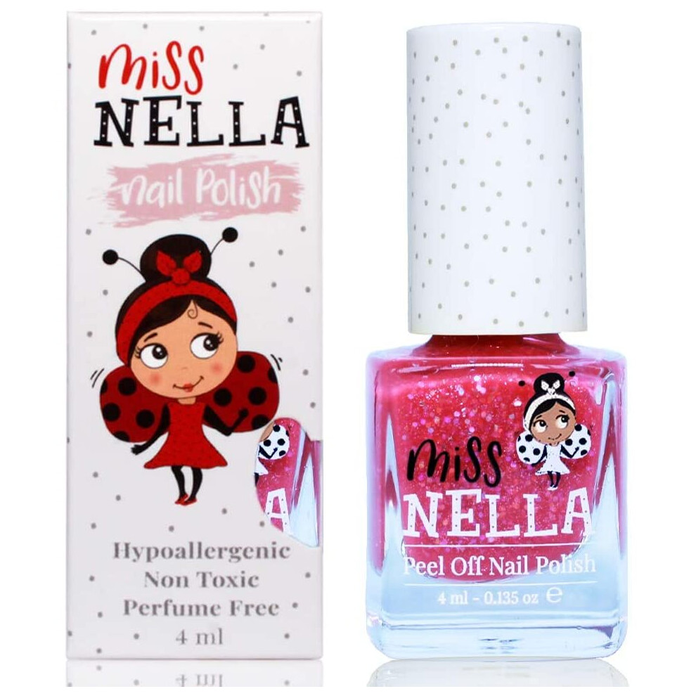 Pink Miss Nella Sugar Hugs- Special Glitter Nail Polish For Kids, With Peel-Off, Water Based, Non-Toxic & Odour Free Formula, Safe Nail Varnish For
