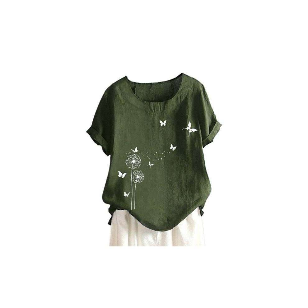 (Green, L) Casual loose fitting butterfly top