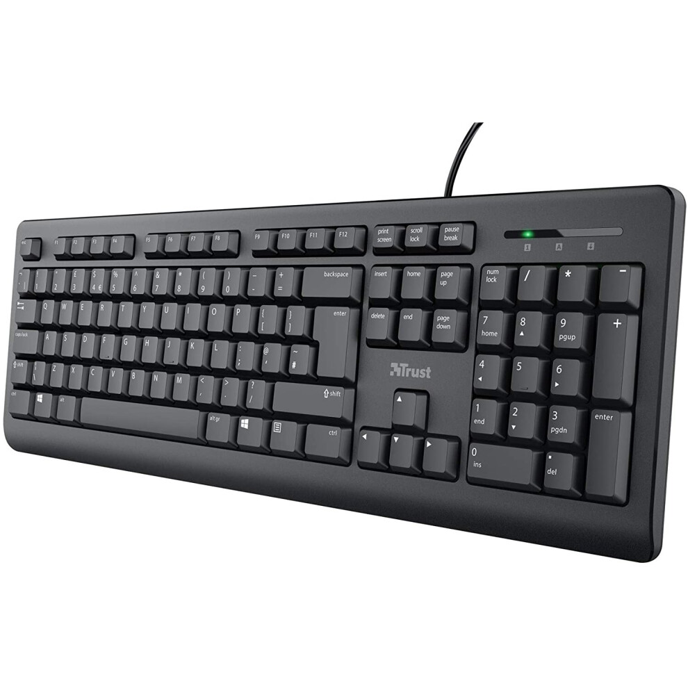 Trust Taro Wired Keyboard - Qwerty Uk Layout, Quiet Keys, Full-Size Keyboard, Spill-Resistant, 1.8 M Cable, Usb Plug And Play, Pc/Laptop - Black - Image 5