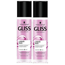 Schwarzkopf Gliss Liquid Silk Leave In Hair Conditioner Spray With Keratin 2 X 200Ml = 400Ml